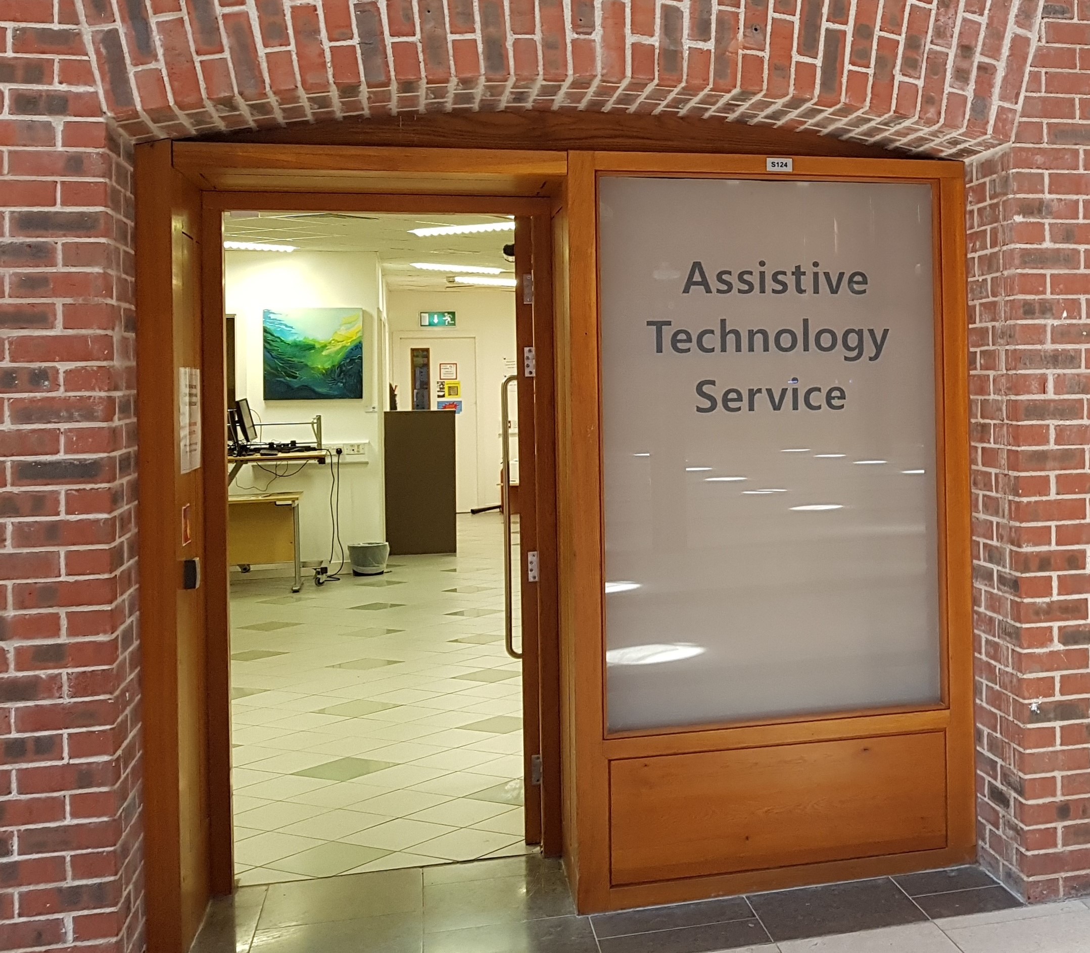 Photo of the outside door of Assitive Technology Service